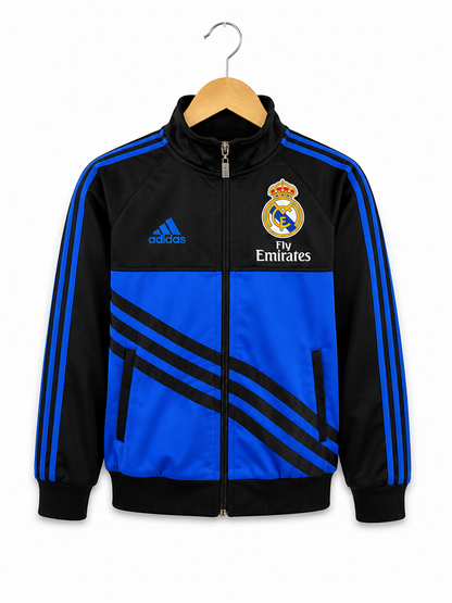 Kids Real Madrid Style Track Jacket – Blue & Black