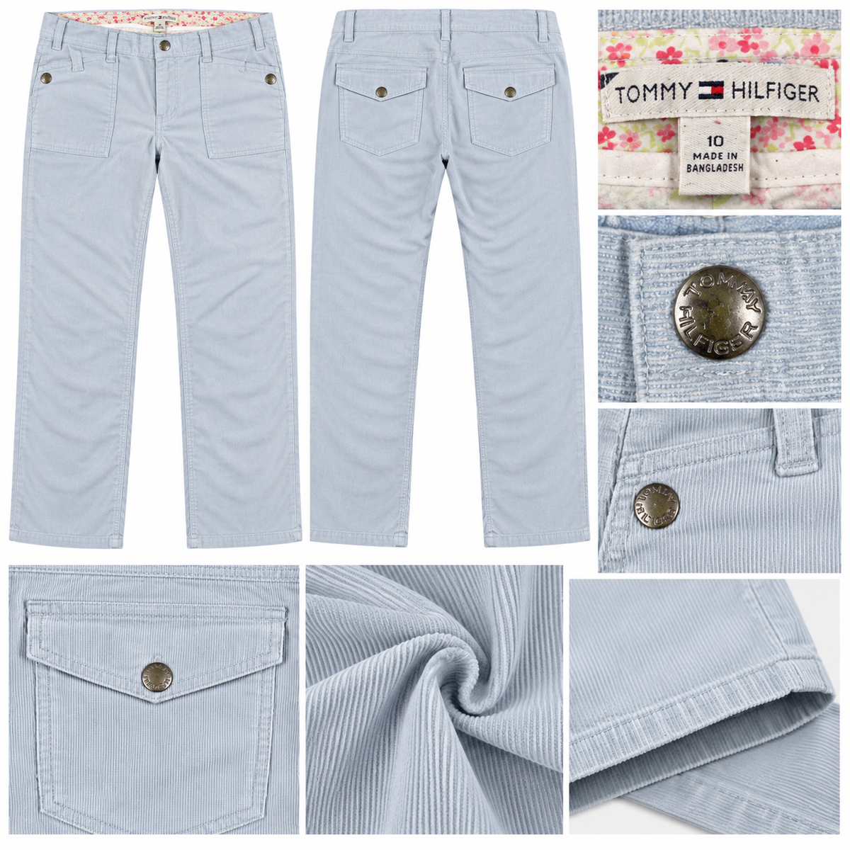 Tommy Hilfiger Women’s Corduroy Pants – Light Blue | W34 | Preloved